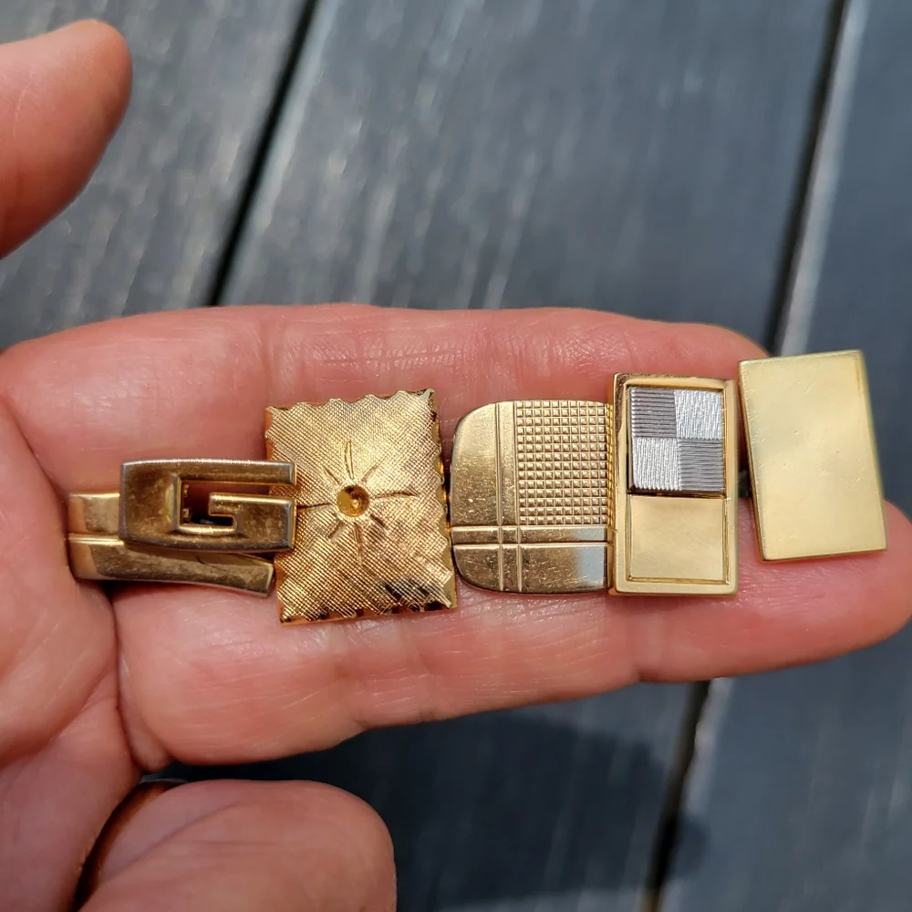 Vintage Cuff Links ~ 5 Different ~ MCM ~ Crafting ~ Re-purpose ~ Retro!